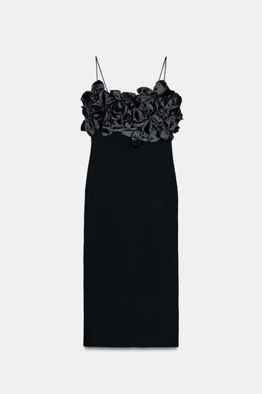 KNIT DRESS WITH FLORAL DETAIL - Black by Zara - Image 7