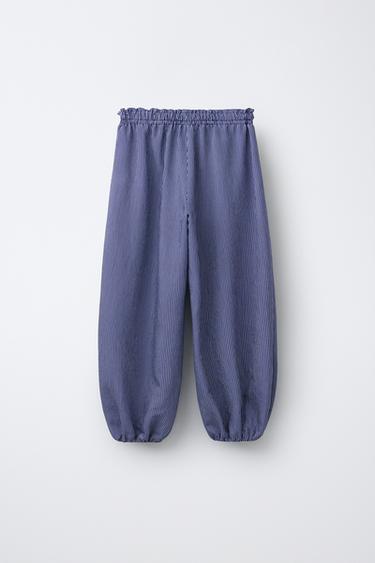 STRIPED SAROUEL TROUSERS WITH BOWS - Blue/White by Zara - Image 1