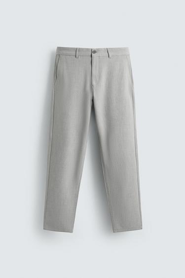 COMFORT TEXTURED CHINO TROUSERS - Pearl grey by Zara