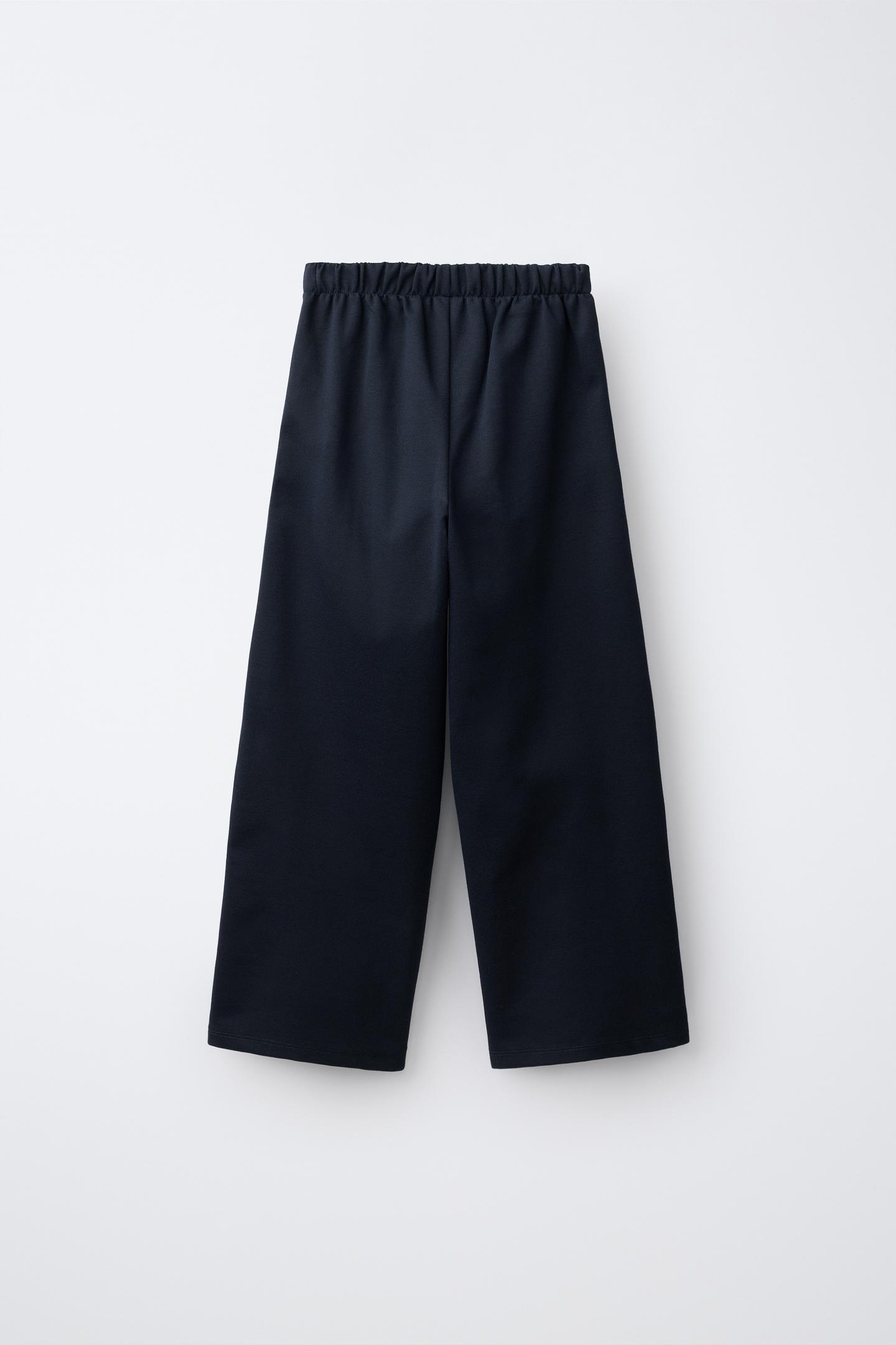 Женские брюки Zara Wide-Leg Pleated, цвет: Тёмно-синий — фото 2