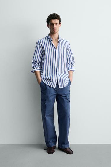 GESTREEPT OVERHEMD REGULAR FIT - Blauw / Wit van Zara