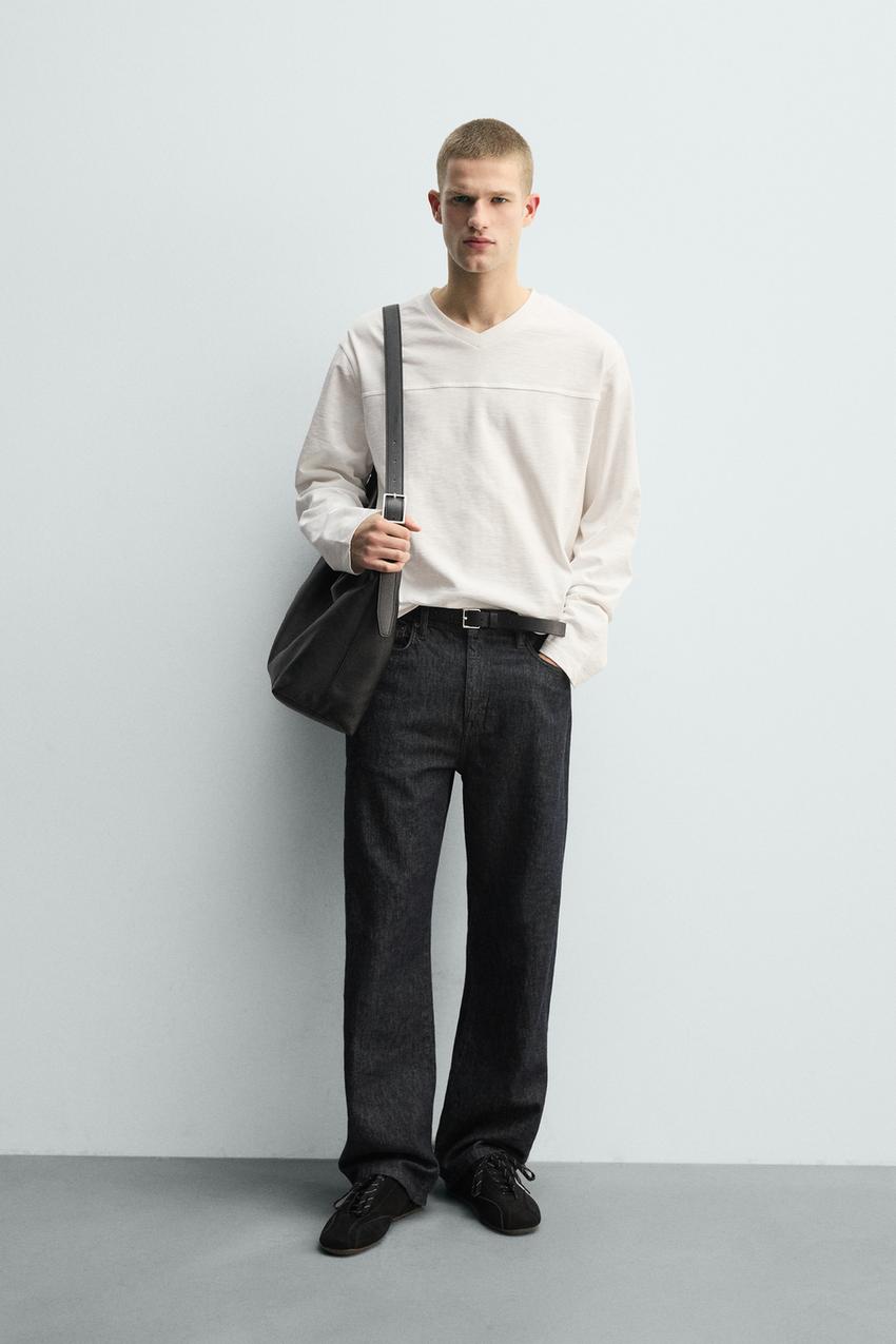 Zara - Flam Textured Relaxed Fit T-Shirt - White - S - Man Zara - Flam Textured Relaxed Fit T-Shirt - White - S - Man
