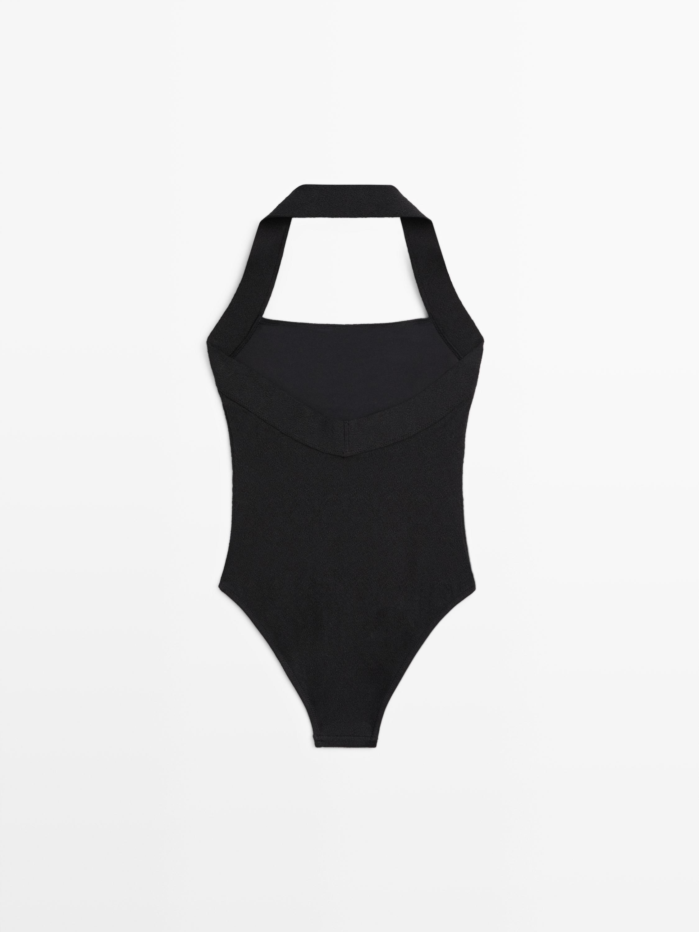 Maillot de bain texturé à encolure américaine