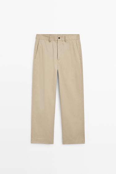 Zara 100% cotton wide-leg pants - Khaki
