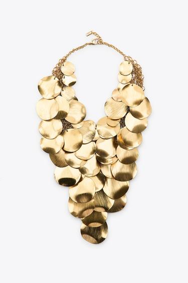Zara METAL PLATE BIB NECKLACE - Golden