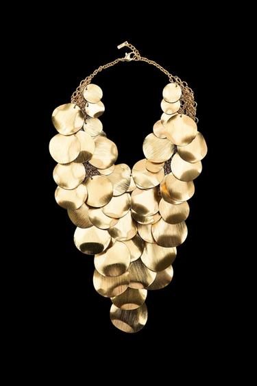 Zara METAL PLATE BIB NECKLACE - Golden - Image 0