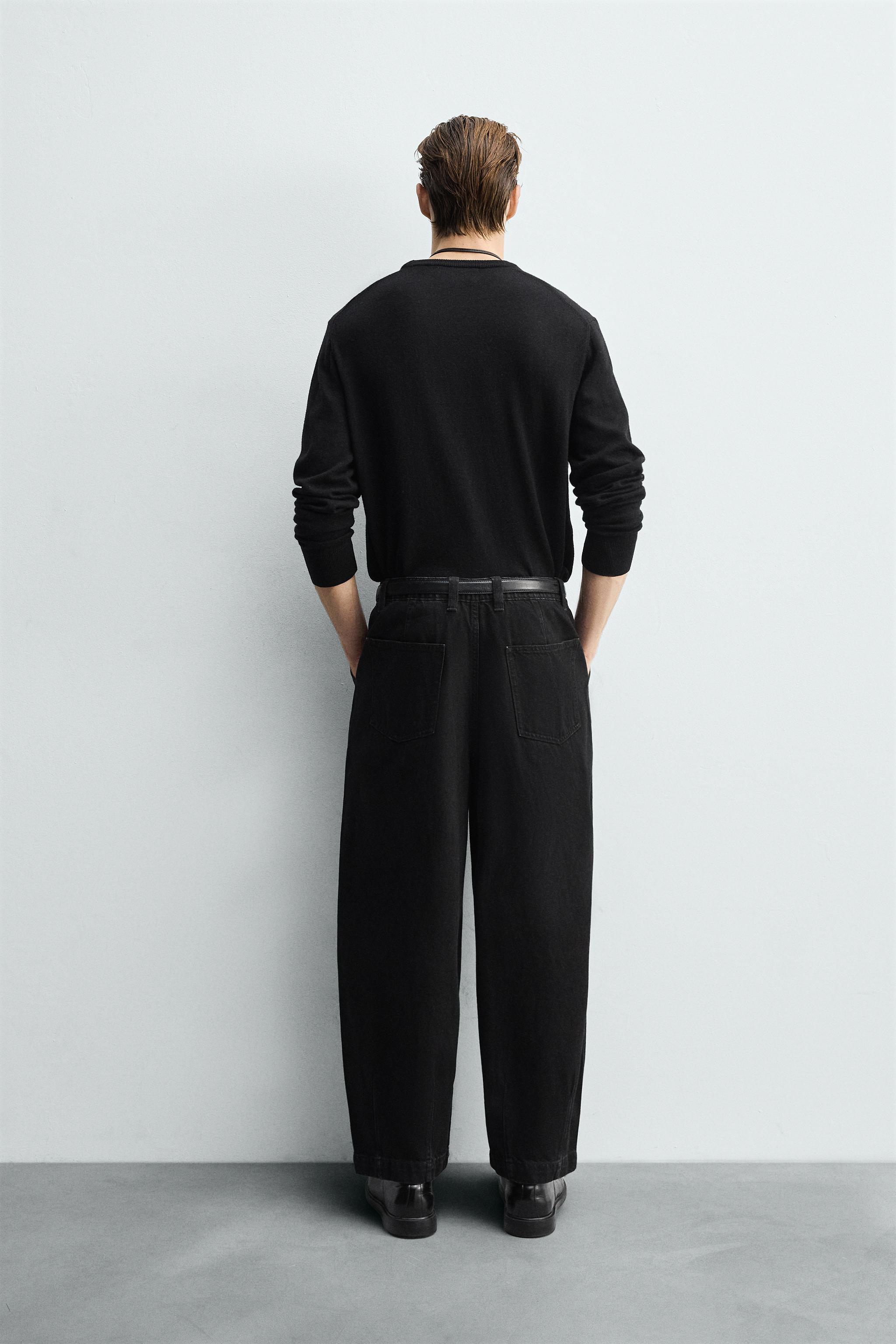 PLEATED WIDE FIT DENIM CHINO PANTS