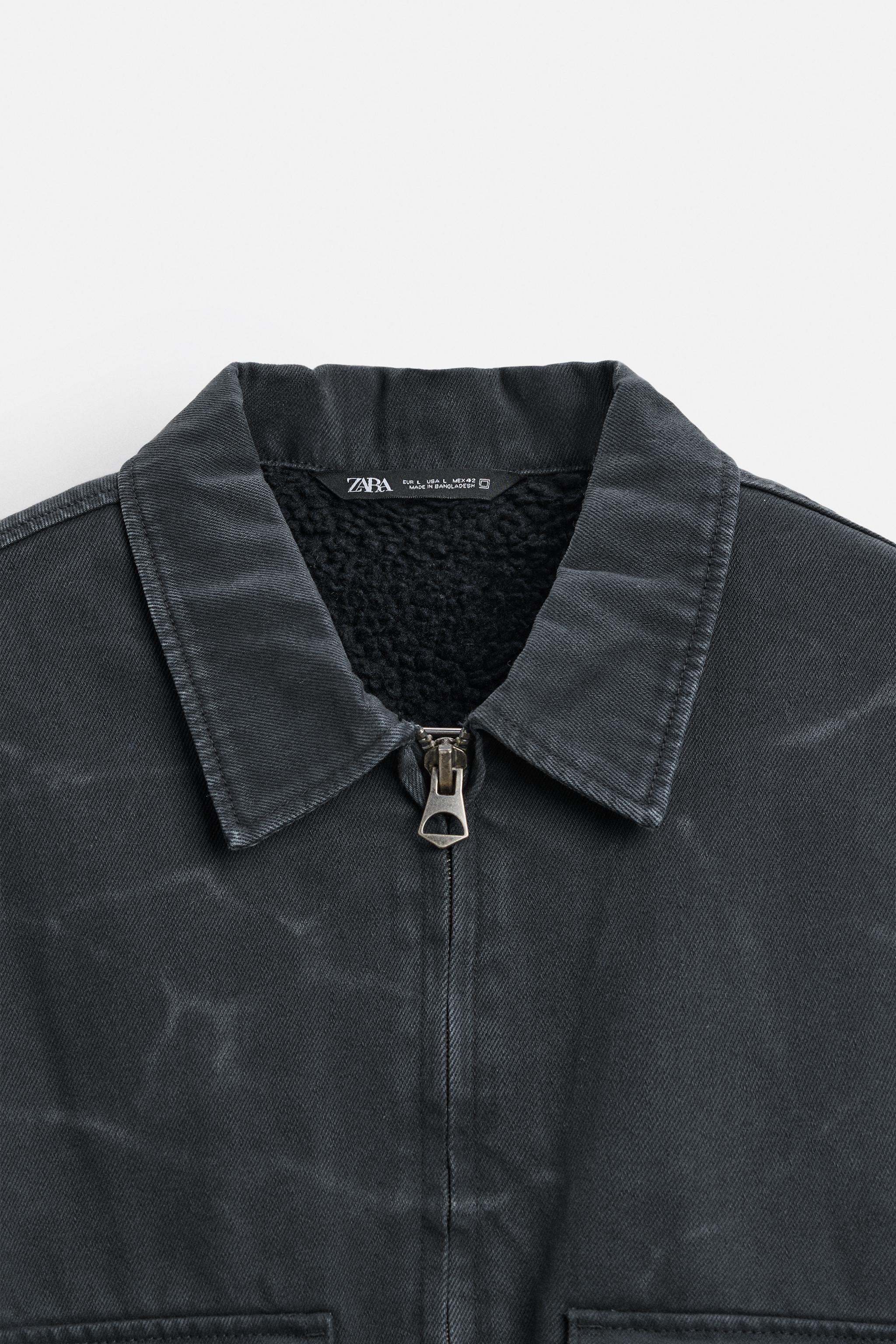 【使い勝手の良い】 ウォッシュ加工テクスチャー素材ジャケット - ZARA | ブルー ジャケット・アウター