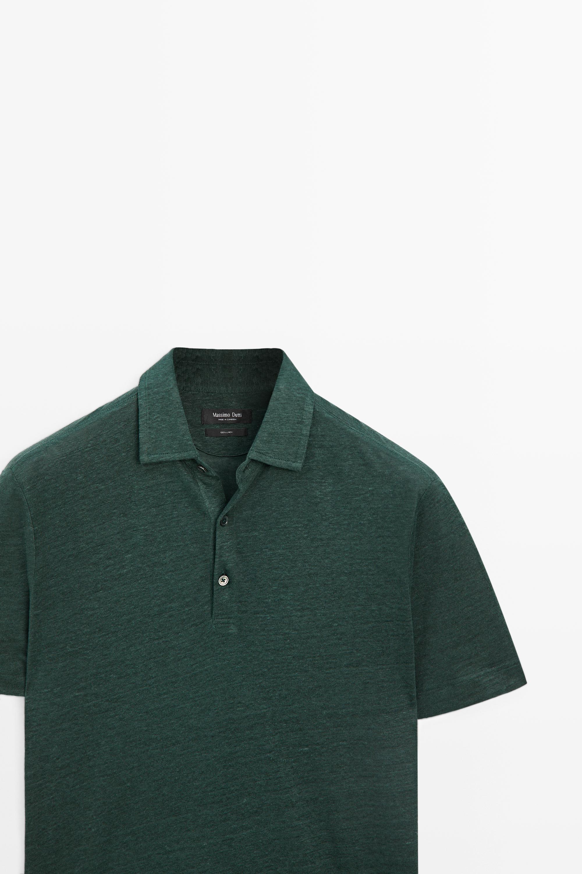 100% linen short sleeve polo shirt