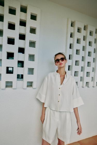 КЪСА РИЗА С ШИРОК РЪКАВ - Бял от Zara