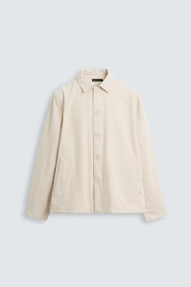 Zara TEXTURED WEAVE OVERSHIRT - Light beige