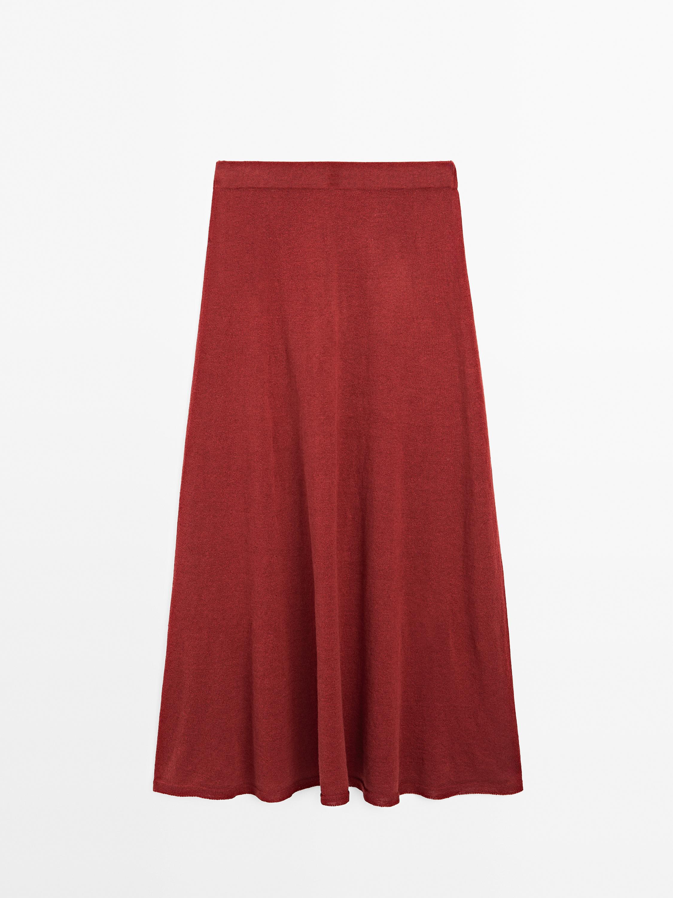 Long linen blend knit skirt