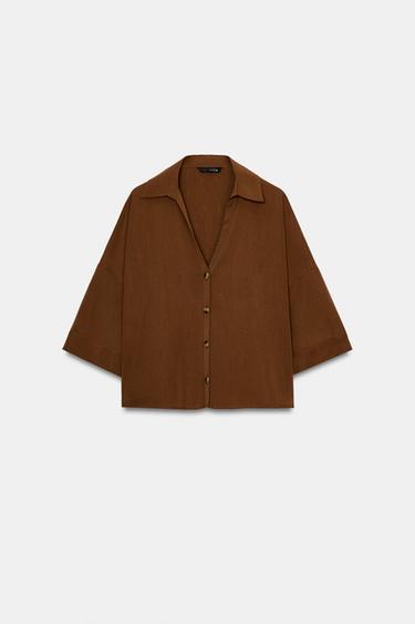 CAMISA MANGA CORTA - Terracota de Zara - Imagen 0