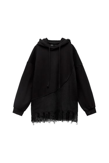 COMBINATION RIPPED TRICOT SWEATSHIRT