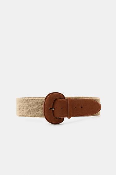 CONTRAST RAFFIA BELT - Brown / Ecru by Zara - Image 0