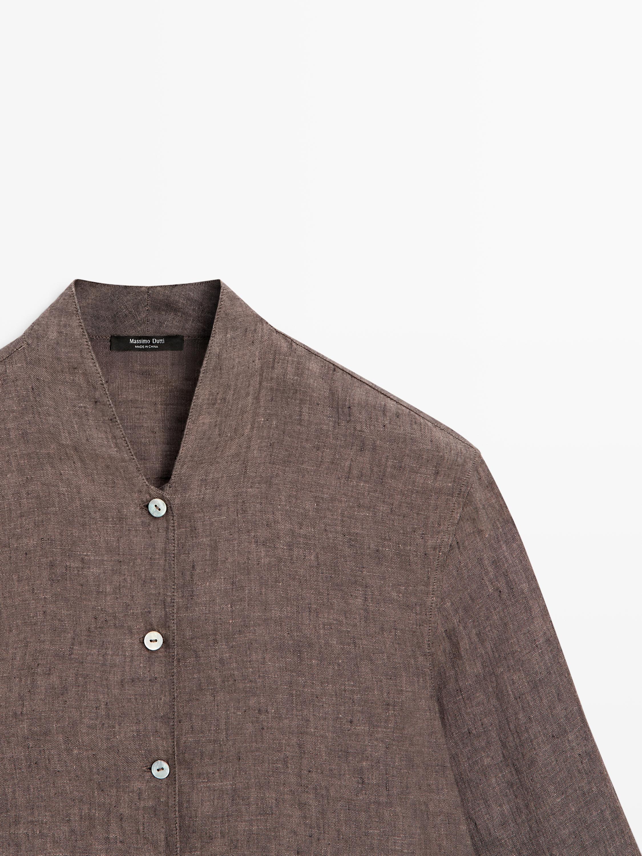 100% linen V-neck shirt
