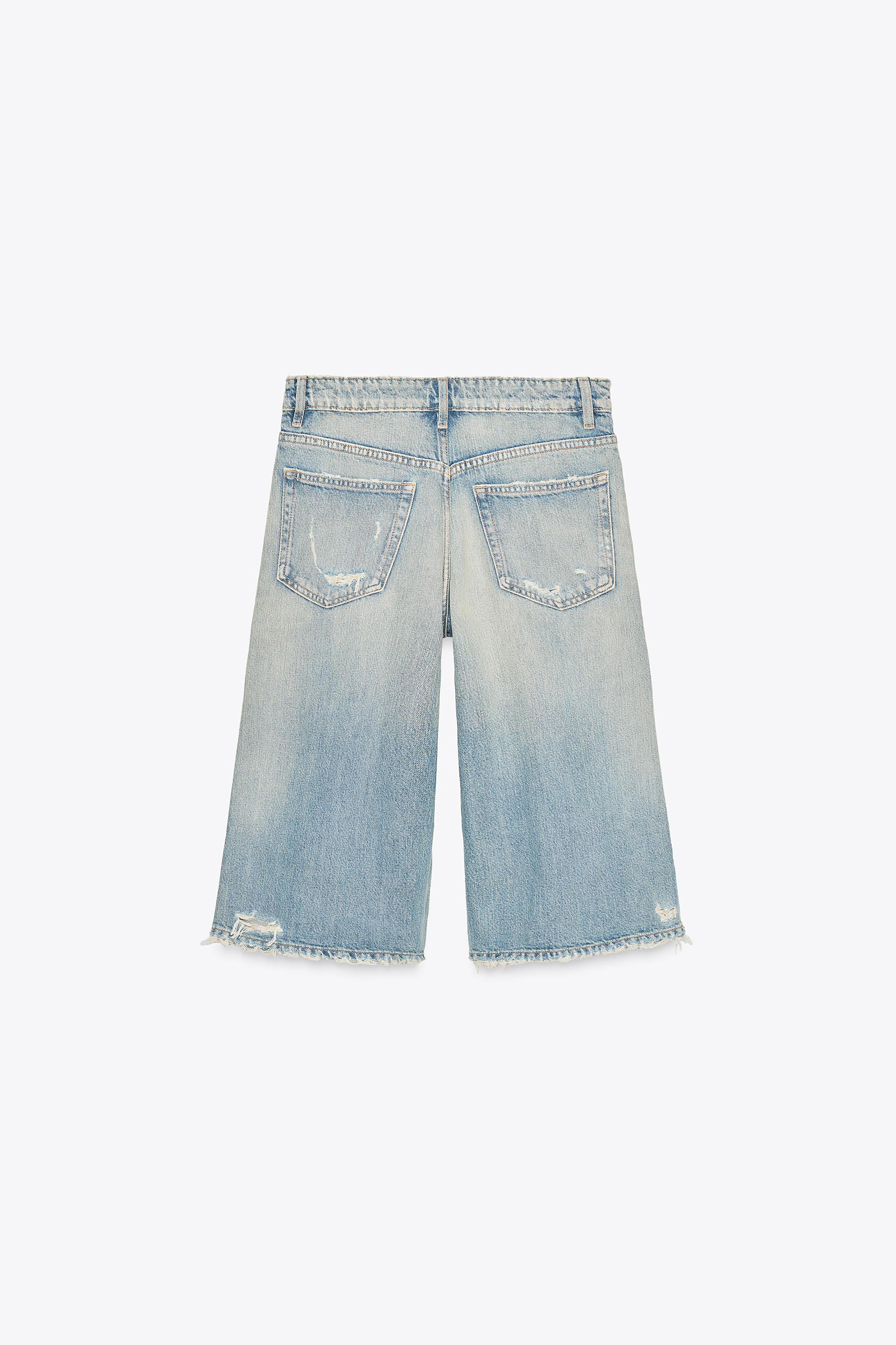 BERMUDA-SHORT BAGGY EN JEAN TRF DÉCHIRÉ