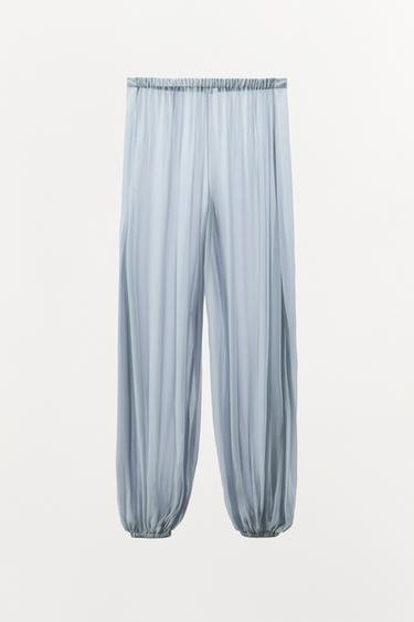 SEMI-SHEER BALLOONED TROUSERS - Blue by Zara