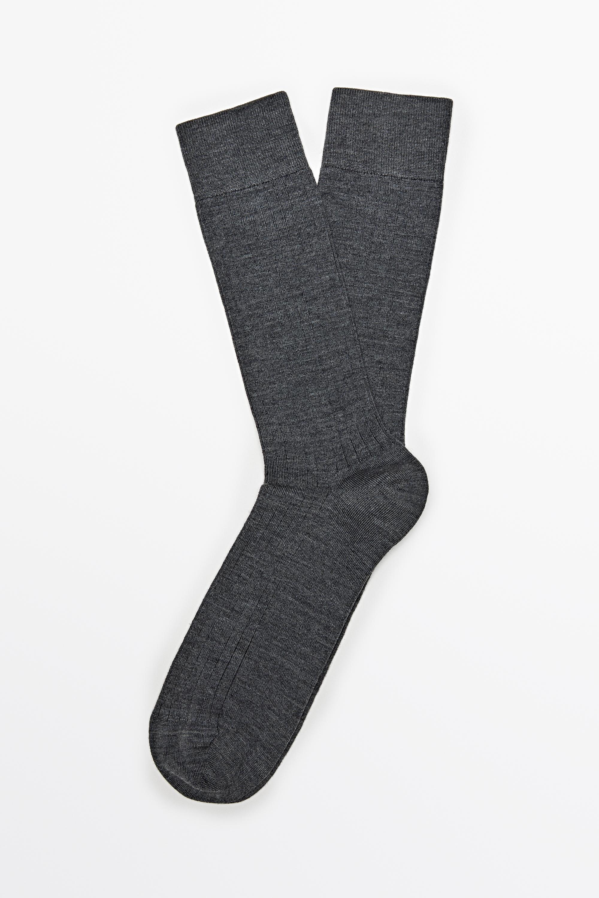 Ribbed dress socks — Gray marl
