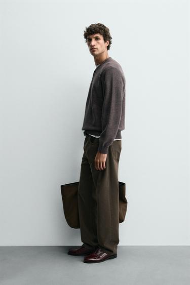 BUTTON-UP V-NECK SWEATER - Brown by Zara - Image 3