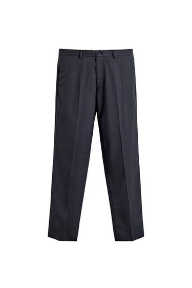 REGULAR FIT WOOL BLEND CHECK SUIT TROUSERS - Dark navy by Zara