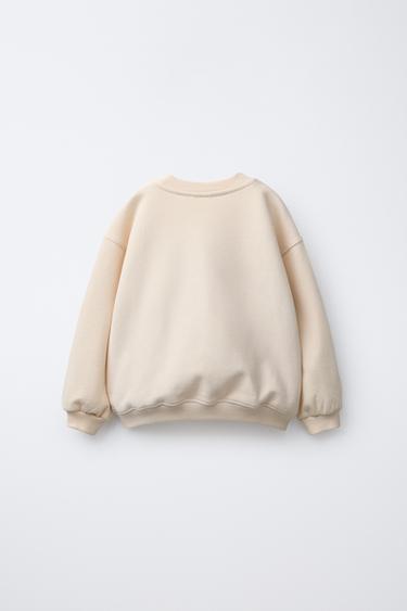 EMBROIDERED SLOGAN SWEATSHIRT - Ecru by Zara - Image 1