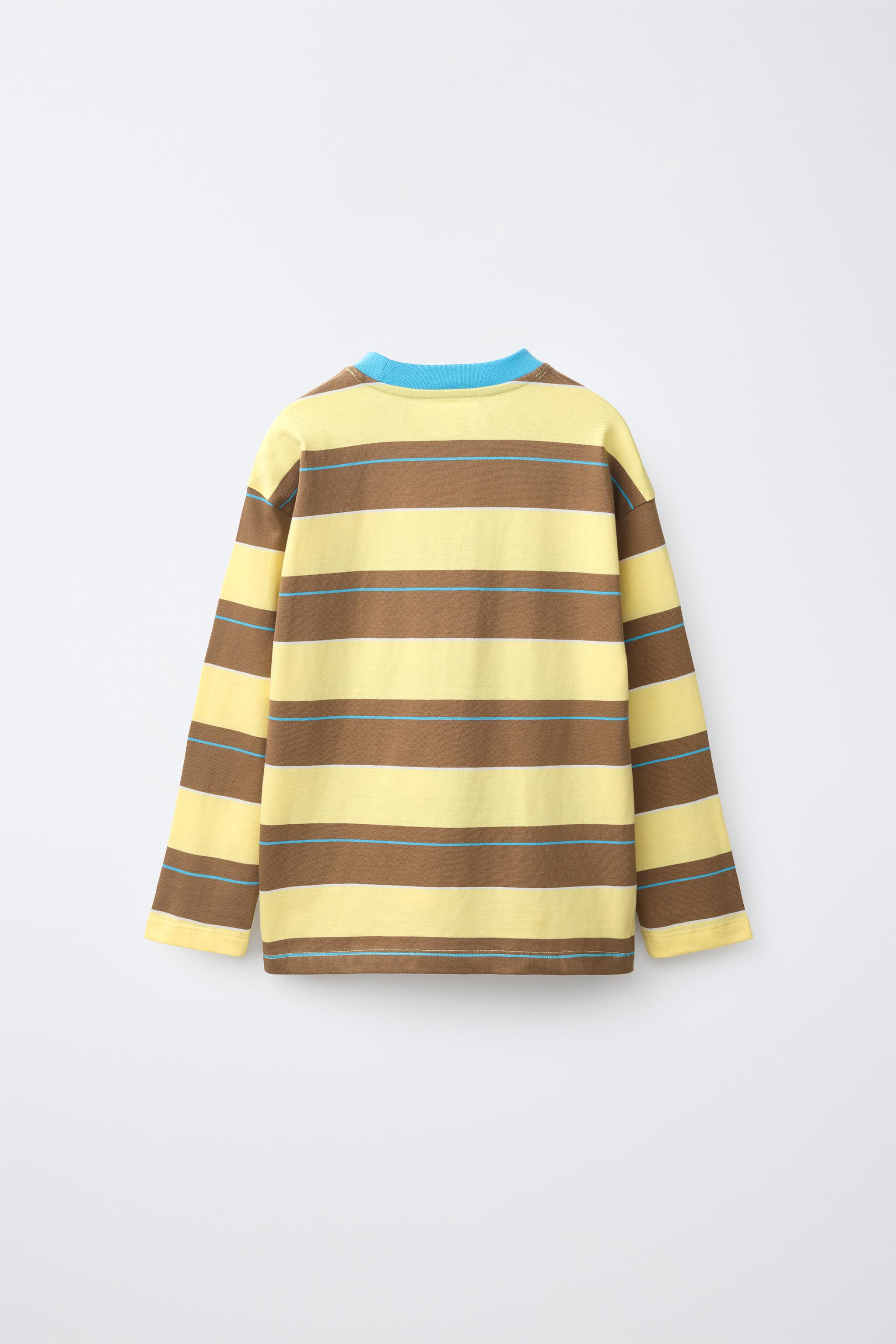 STRIPED PRINT T-SHIRT — Mid-yellow