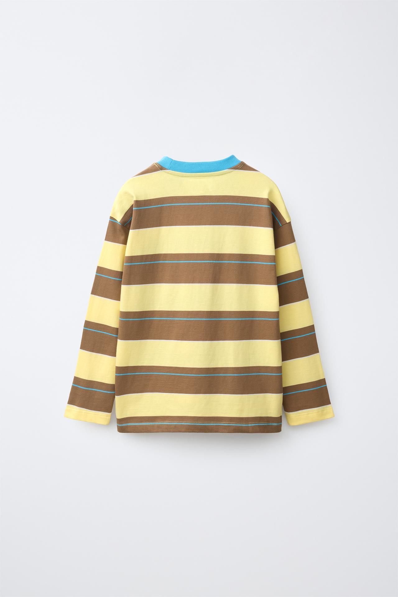 STRIPED PRINT T-SHIRT — Mid-yellow