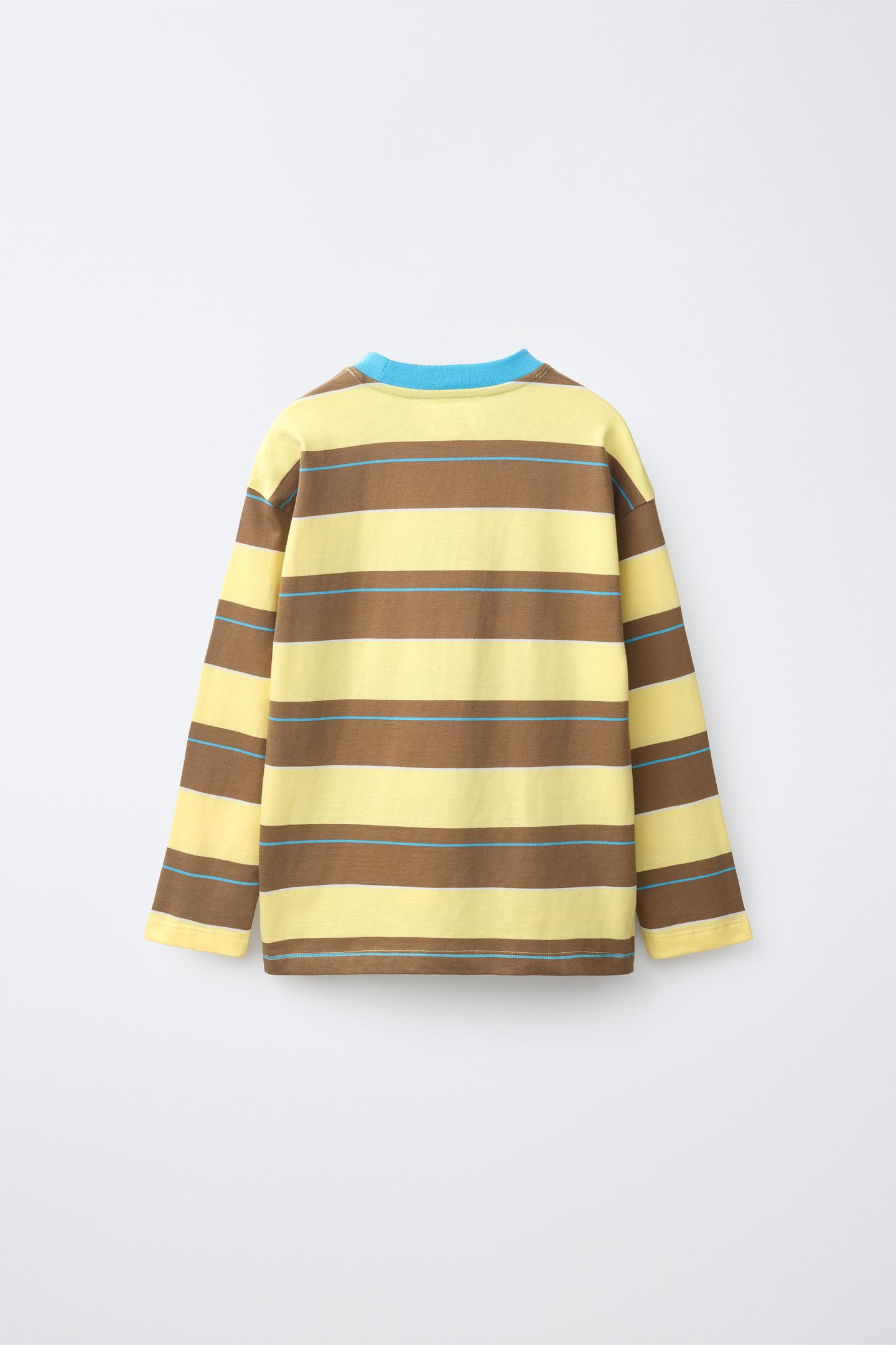 Детская футболка Zara Striped Print, цвет: Жёлтый — фото 2