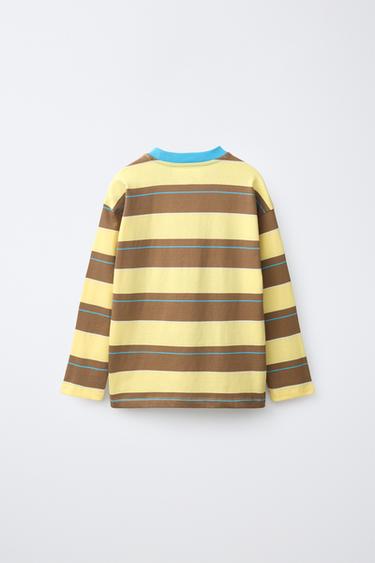 STRIPED PRINT T-SHIRT — Mid-yellow 2
