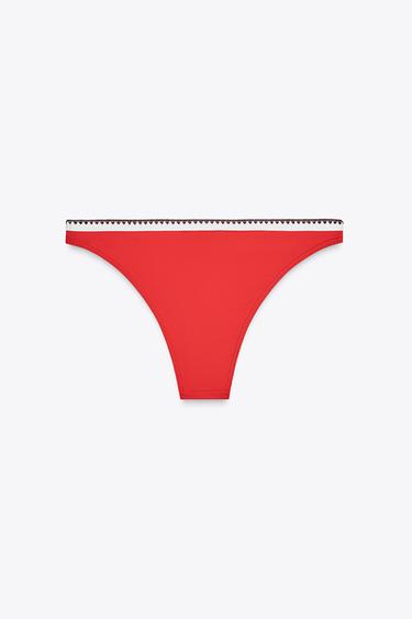 CULOTTE DE BIKINI CONTRASTE - Rouge de Zara - Image 1