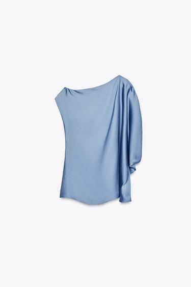 SATIN TOP WITH HARDWARE - Blue / Grey by Zara - Image 6