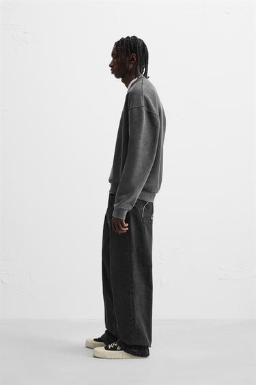 EMBROIDERED BAGGY FIT JEANS - Black by Zara - Image 3