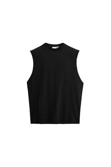 COTTON TANK T-SHIRT - Black by Zara