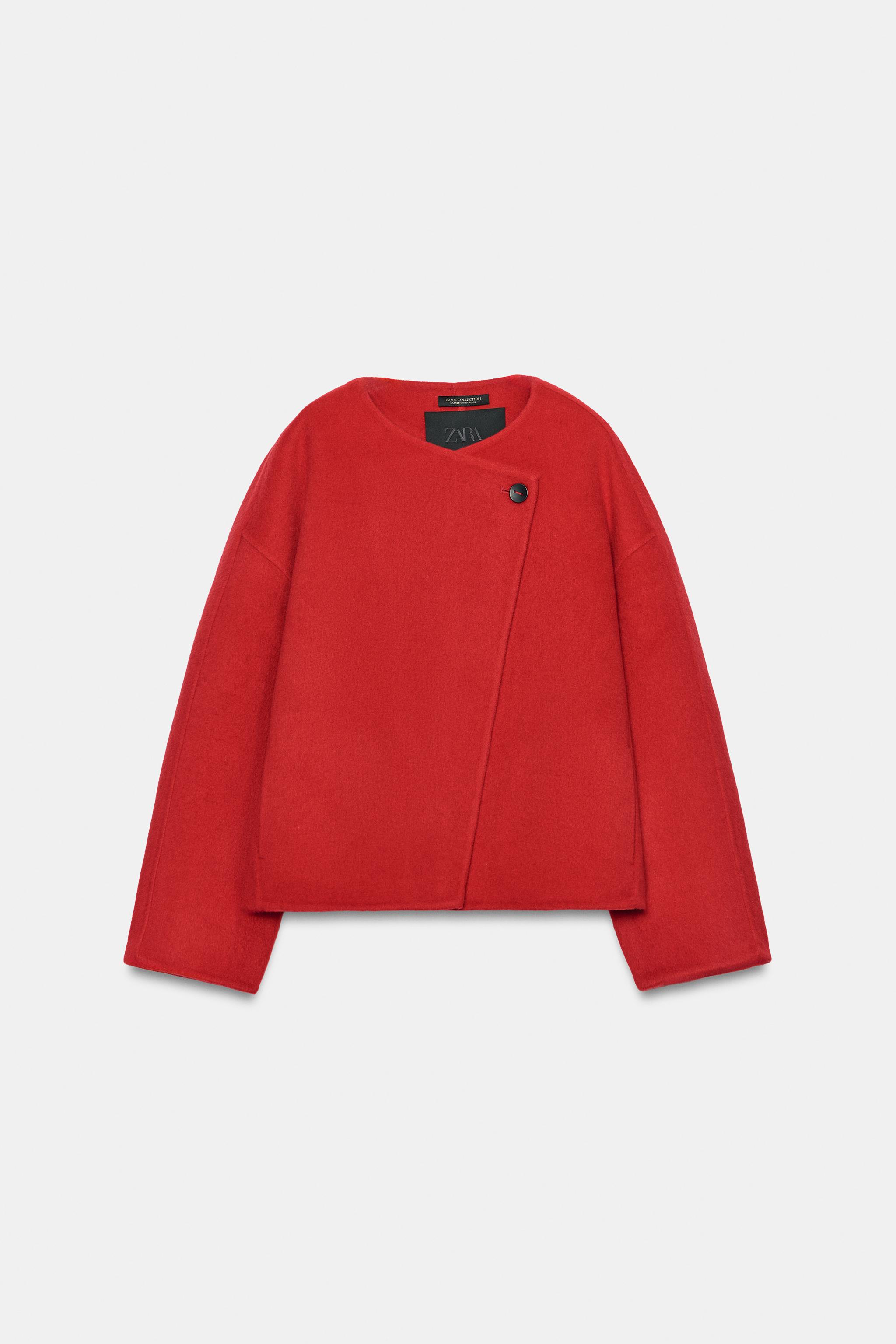 ZW COLLECTION ウール混ショートコート - レッド | ZARA Japan / 日本