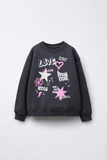 Zara GRAFFITI SWEATSHIRT - Dark anthracite - Image 0