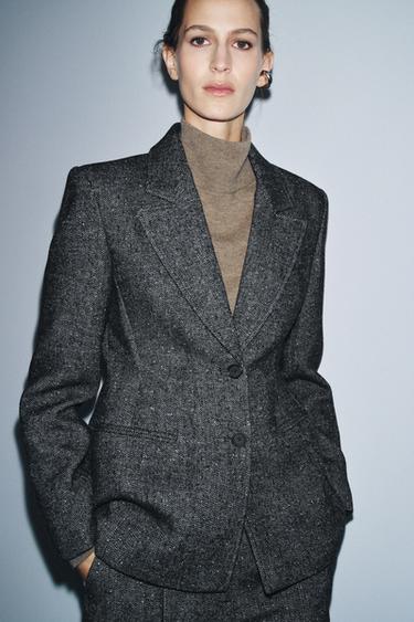 PEPLUM BLAZER WITH WOOL ZW COLLECTION - Black / White by Zara