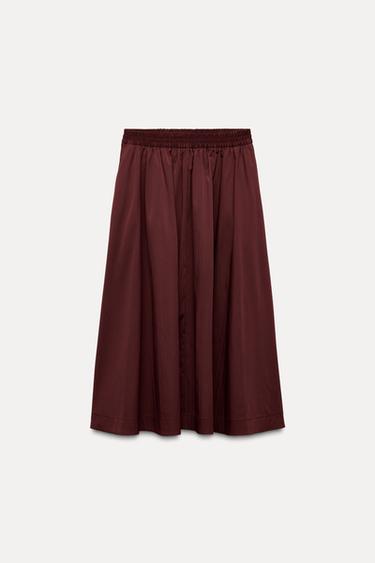 ZW COLLECTION MIDI SKIRT - Burgundy by Zara