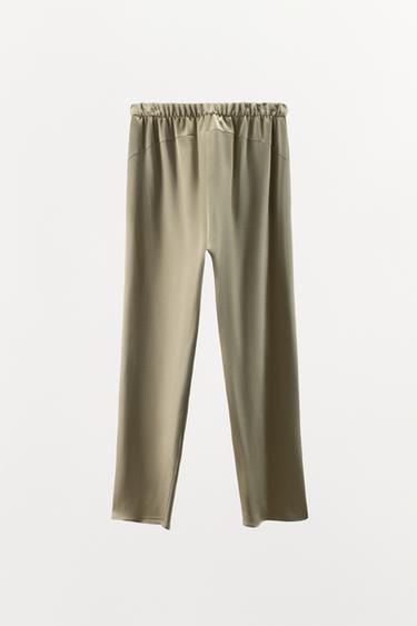 SATIN BAGGY TROUSERS - camel by Zara - Image 6