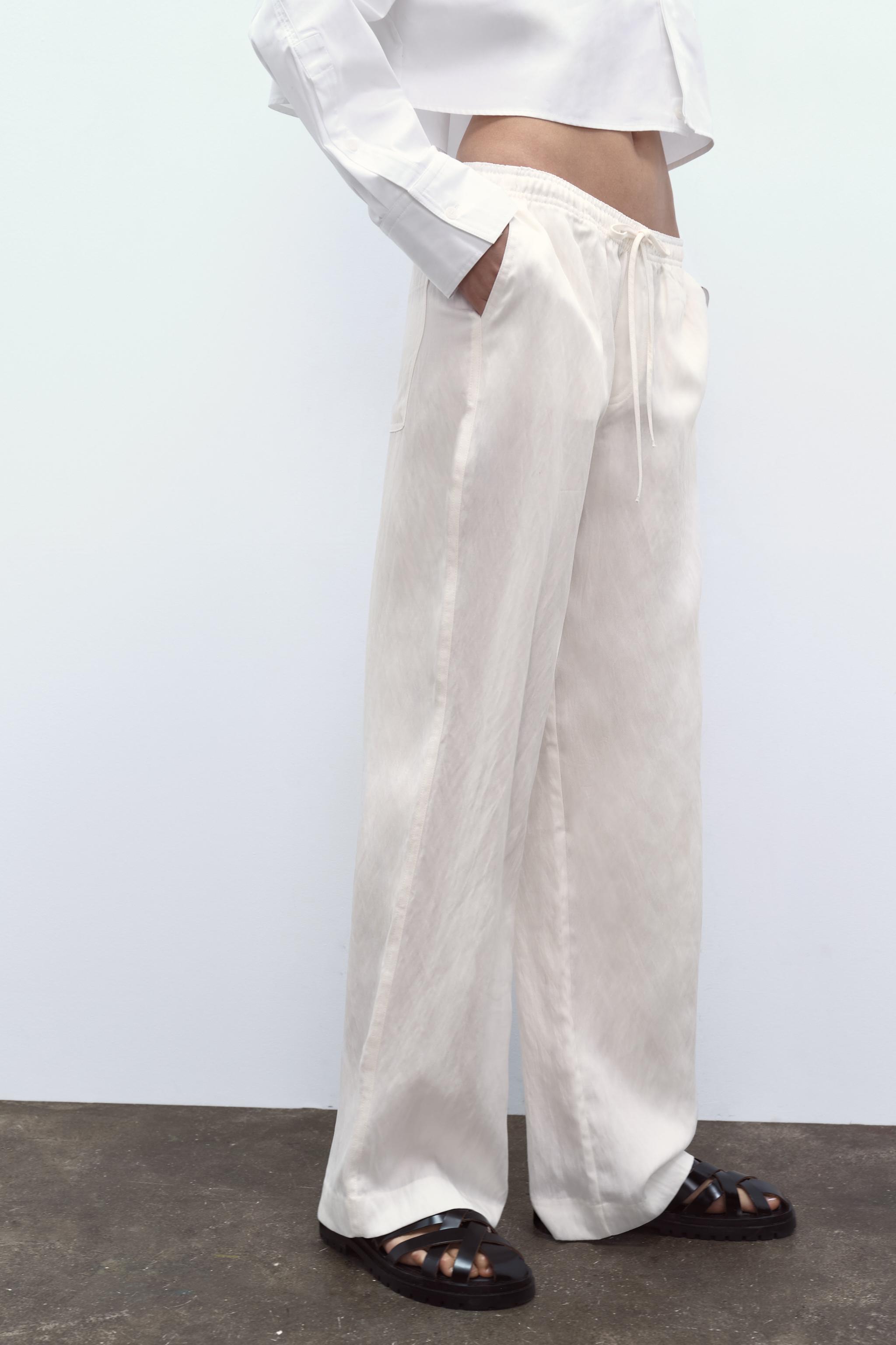 Zara white wide leg pants sale