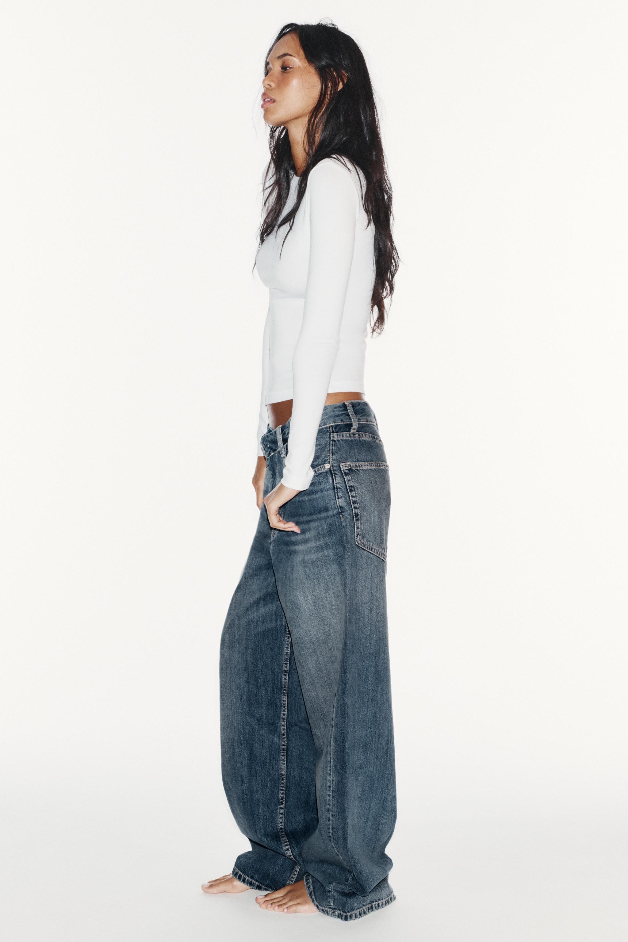 JEANS TRF TAILLE MI-HAUTE À CEINTURE REPLIÉE