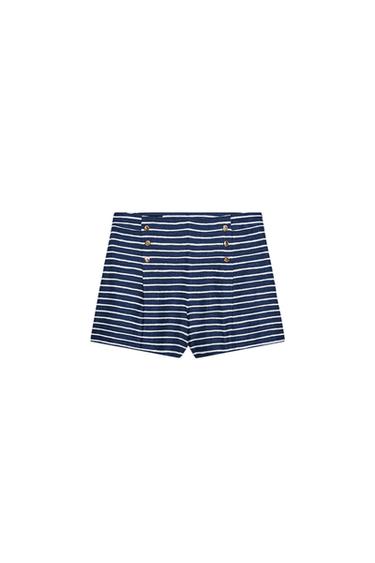 STRIPED LINEN BLEND BERMUDA SHORTS