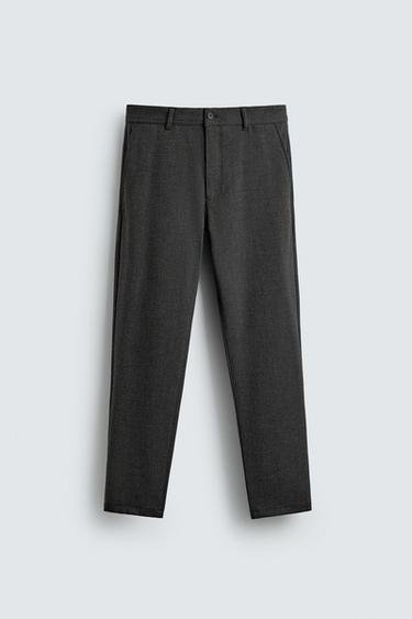COMFORT TEXTURED CHINO TROUSERS - Dark grey marl by Zara