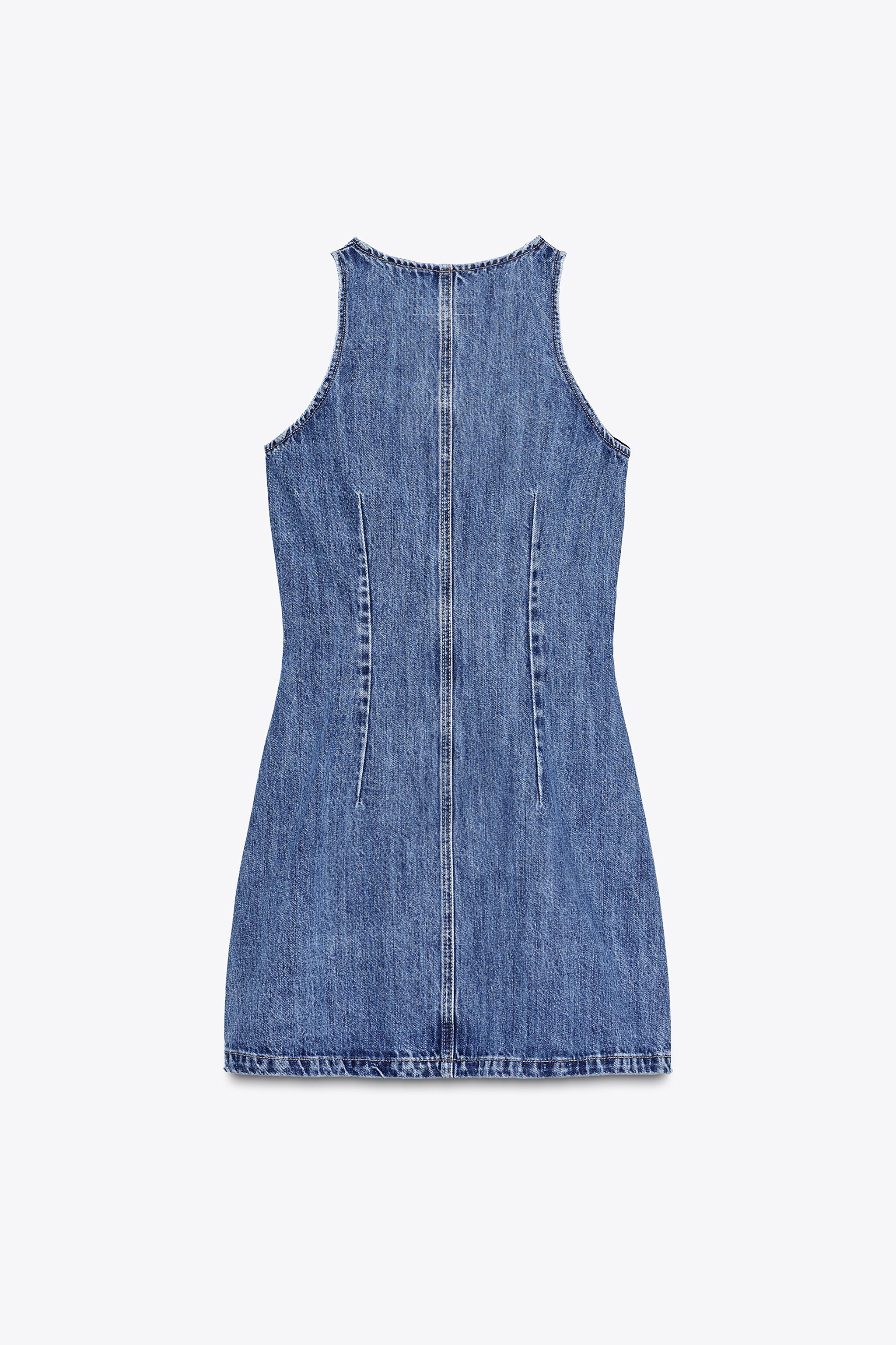 zara denim mini dress Z1975 BELTED MINI DENIM DRESS - Blue