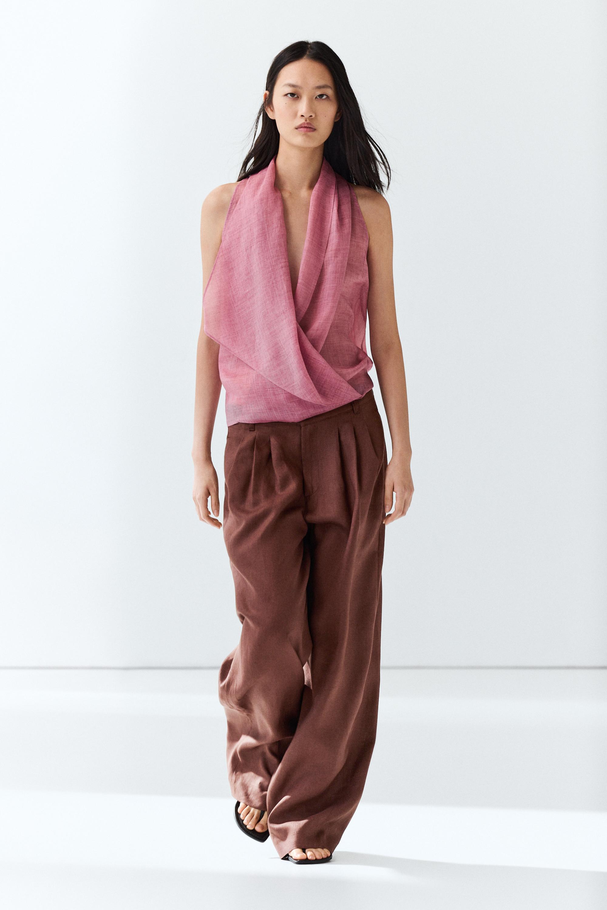 Draped crossover top - Pink | ZARA United States
