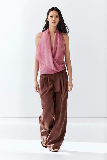 Zara Draped crossover top - Pink - Image 0