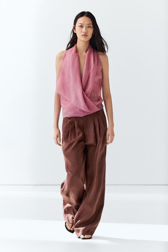 Zara Draped crossover top - Pink - Image 0