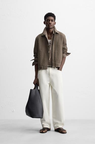 CROCHET COMBINED JACKET - Taupe grey by Zara