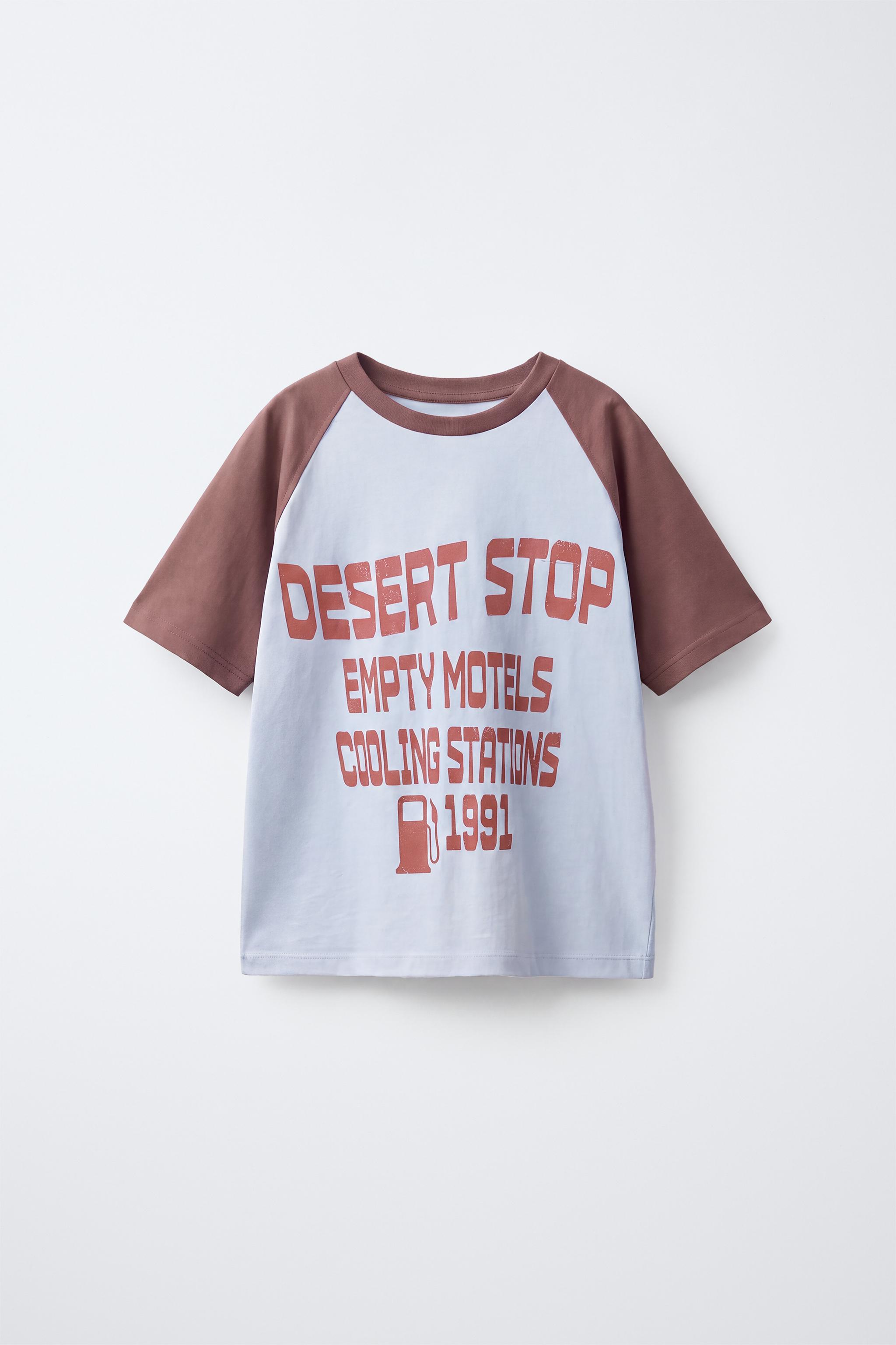 テキスト ラグランスリーブ Tシャツ - ブルーマール | ZARA Japan / 日本