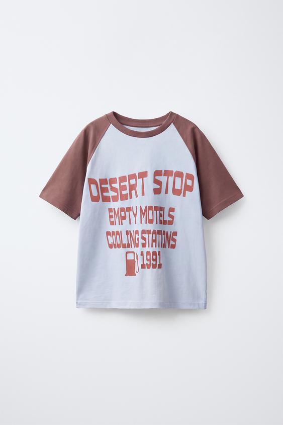 T-SHIRT MANCHES RAGLAN INSCRIPTION - Bleu chiné de Zara - Image 0